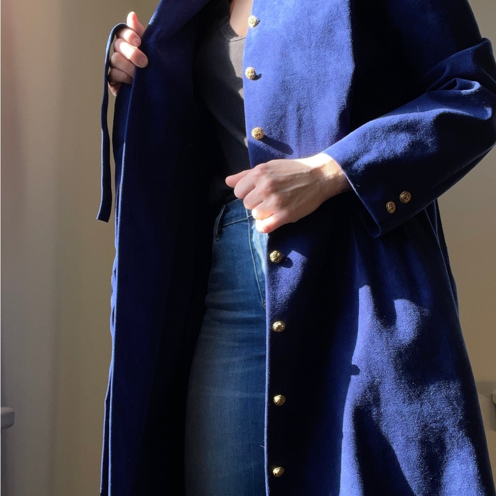 Elegant Blue Velvet Coat